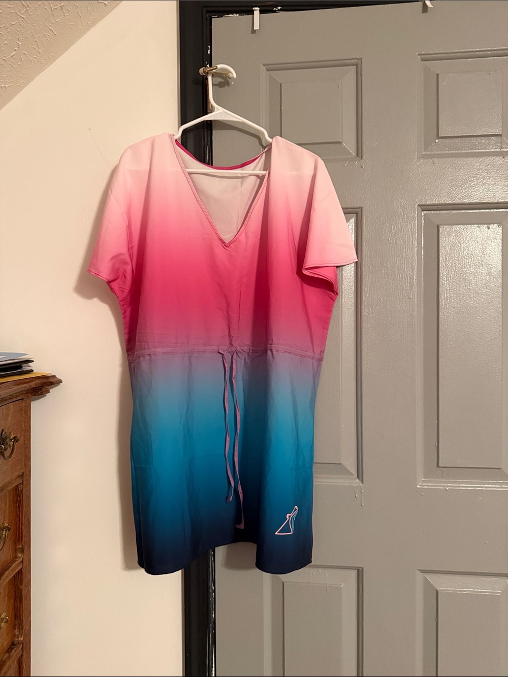Women’s Ombre Pink to Blue Drawstring Dress